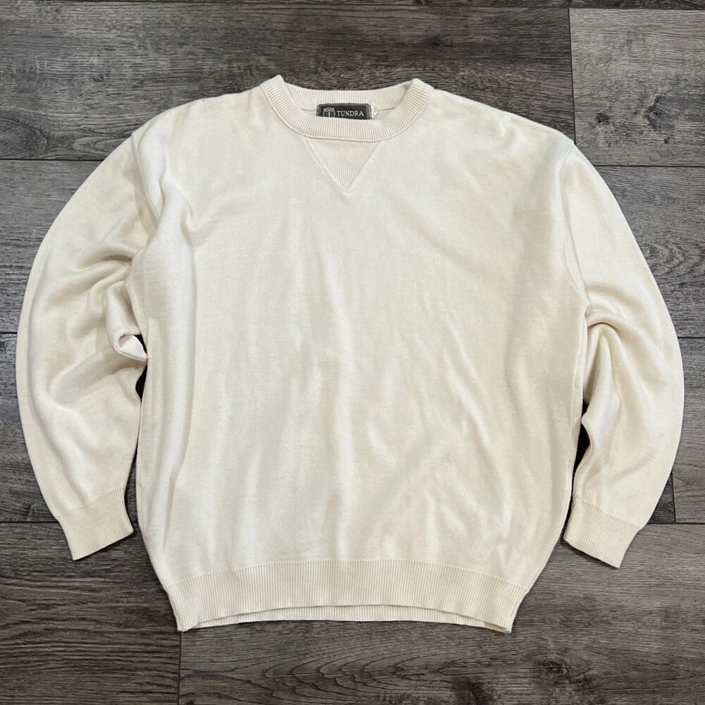 Vintage 90s Tundra Canada Cream Knit Sweater - Men’s Medium